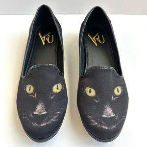 YRU Black Cat Shoes Flats Loafers 7